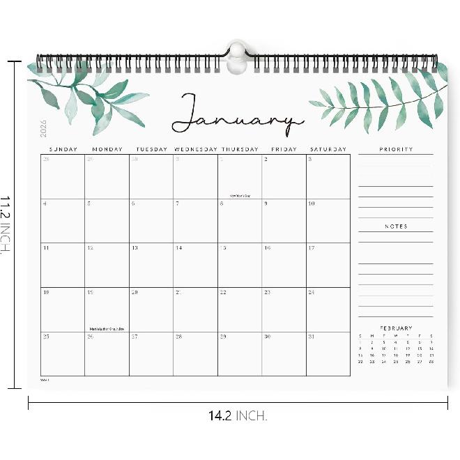 Jotsome Wall Calendar 2026, Monthly Calendar From Now to December 2026 14.2"x11.2", Aesthetic Wall Decoration in Home and Office for Easy Organizing