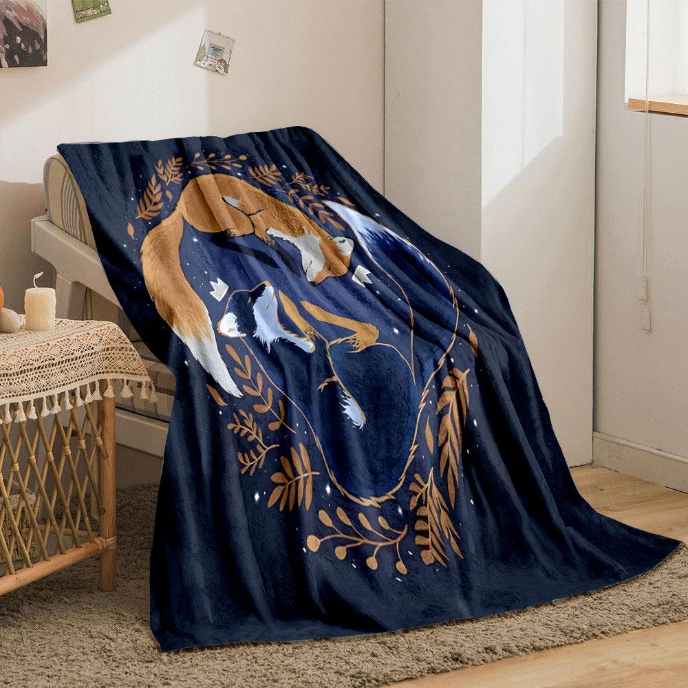 Foxes In Harmony Print Blanket Soft and Cozy Perfect for the Living Room Bed Sofa or a Nap,gift