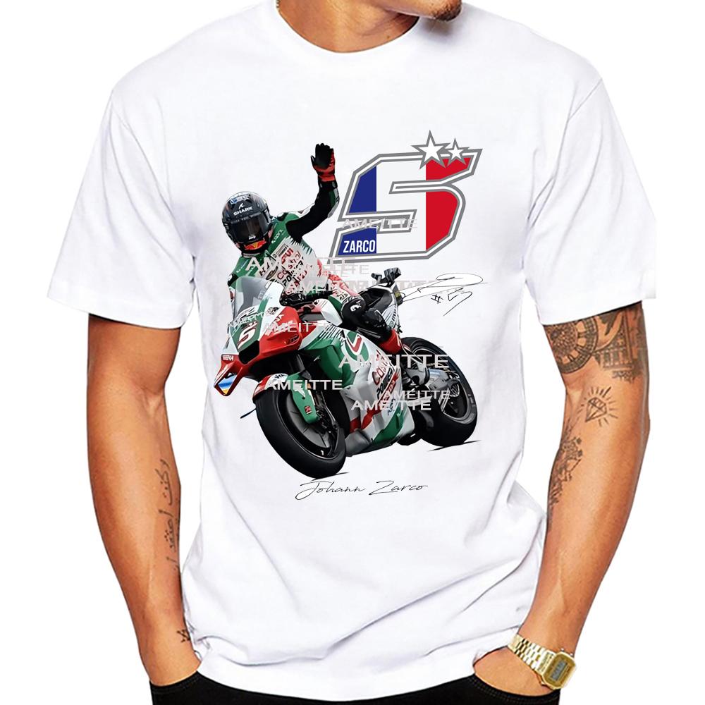 2025 New French Johann Zarco 5 Gp Racing Tshirt Unisex Short Sleeve Unisexs Casual Tees Cool Boy Motorcycle Riding Sport White Tops