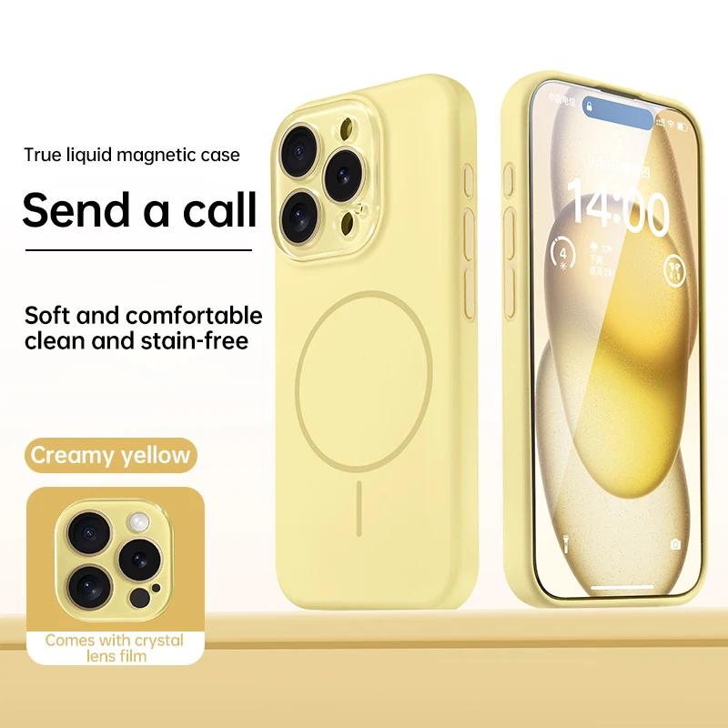 DIVI Magnetic Liquid Silicone Phone Case Camera Lens Protector For iPhone 17 16 15 14 13 17Pro Max Magsafe Wireless Charge Cover
