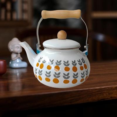 Enamel Teapot Porcelain Enameled Teakettle 2.5L Large Capacity Heat Resistant Tea Pot