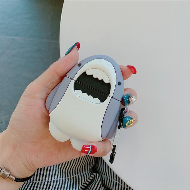 Ins Big White Shark AirPods 4th Generation Pro2nd Generation Protective Cover 3rd Generation Apple Wireless Bluetooth Headset Cover Is Suitable for