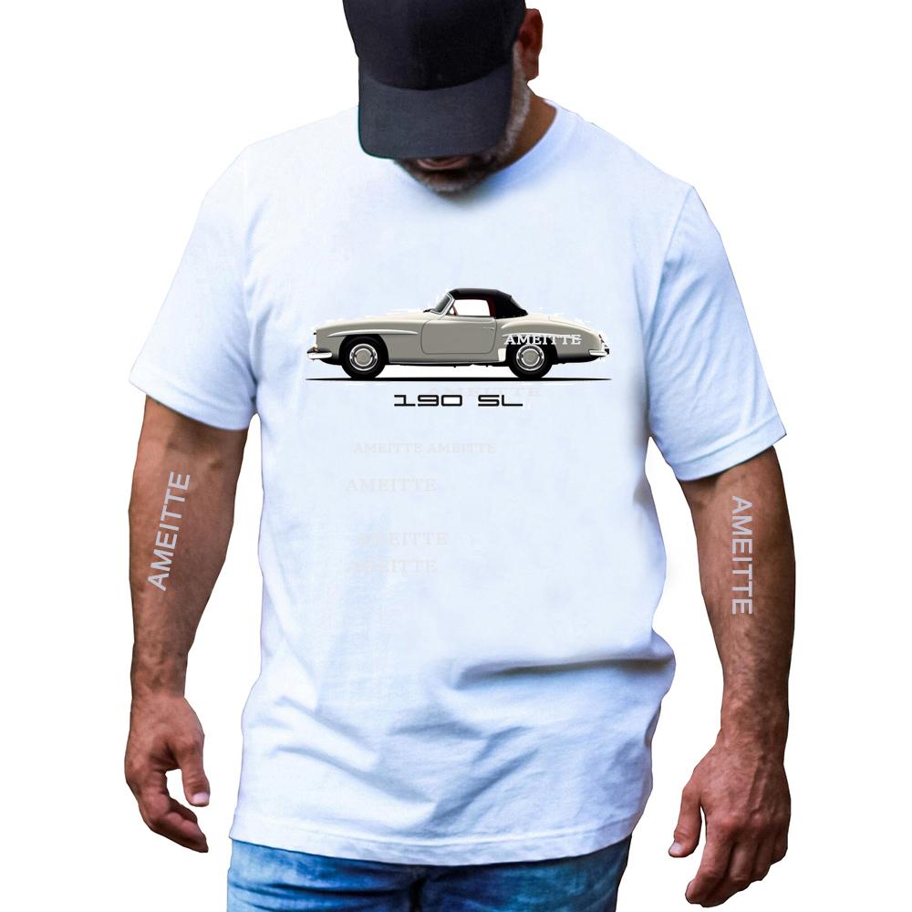 Summer Men Short Sleeve 190 SL 1959 Vintage Unisex T-Shirt Cool Boy Tops Man Driver StyleWhite