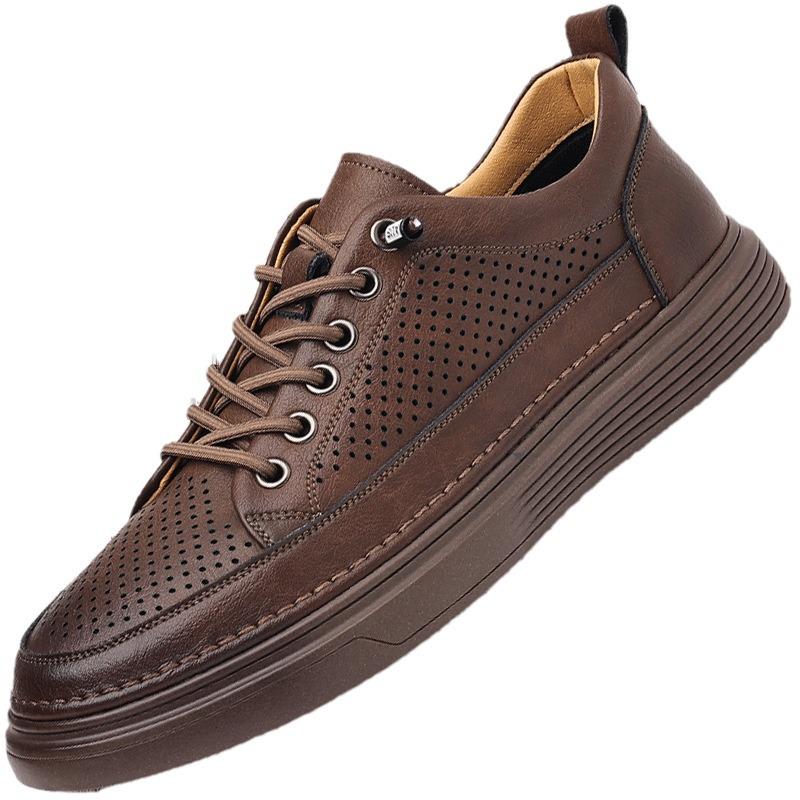 Men's Perforated Leather Driving Loafers - Breathable, Casual & Formal Summer Shoes