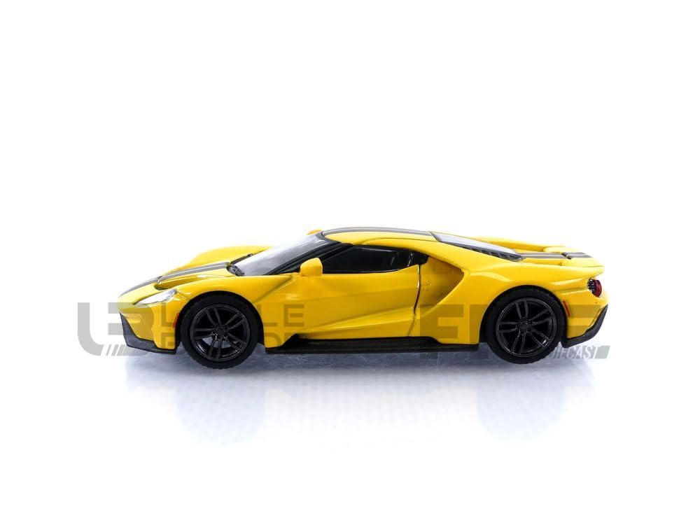 TrueScale Miniatures MINI GT 1/64 Scale Ford GT Triple Yellow Left-Hand Drive Finished Model