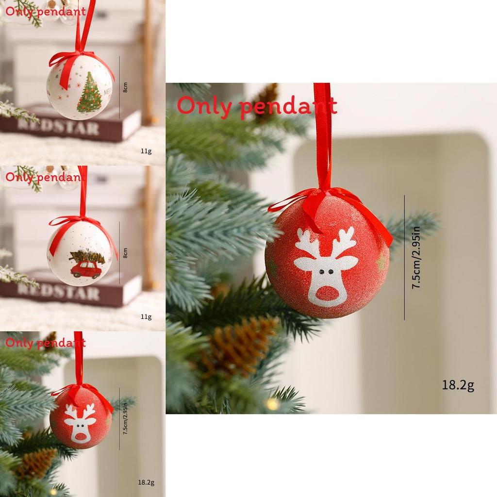 Christmas Theme Pattern Foam Ball Pendant Family Festival Decoration Props For Holiday Tree Decor And Festive Display