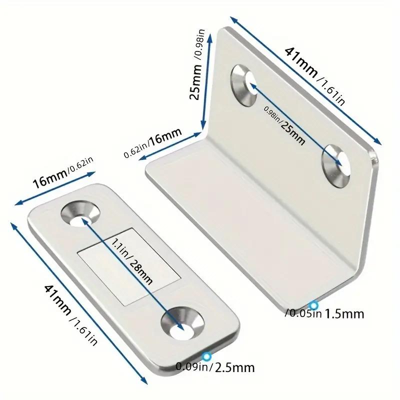 1/3/5/10PCS L-shaped Magnetic Door Closer Self-adhesive Invisible Cabinet Door Suction Wardrobe Magnetic Strip Patch Door Stopper