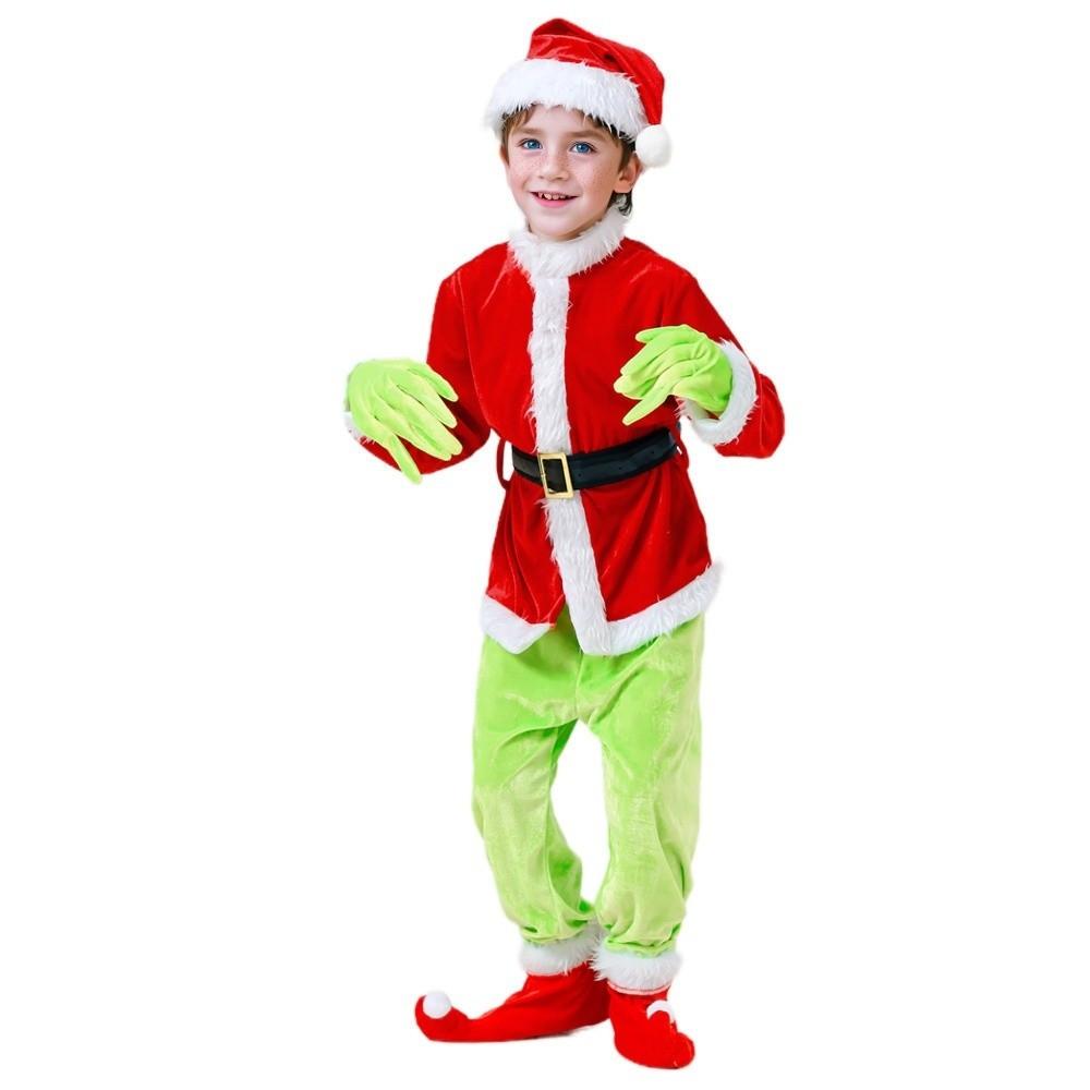 Fancy Elf Costume Green Furry Animals Party Dress Up New Santa Claus Costume Outfit  Party Festival