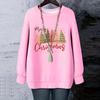 Ladies' Christmas Printed Round Neck Long Sleeved T-shirt Sweatshirt Top