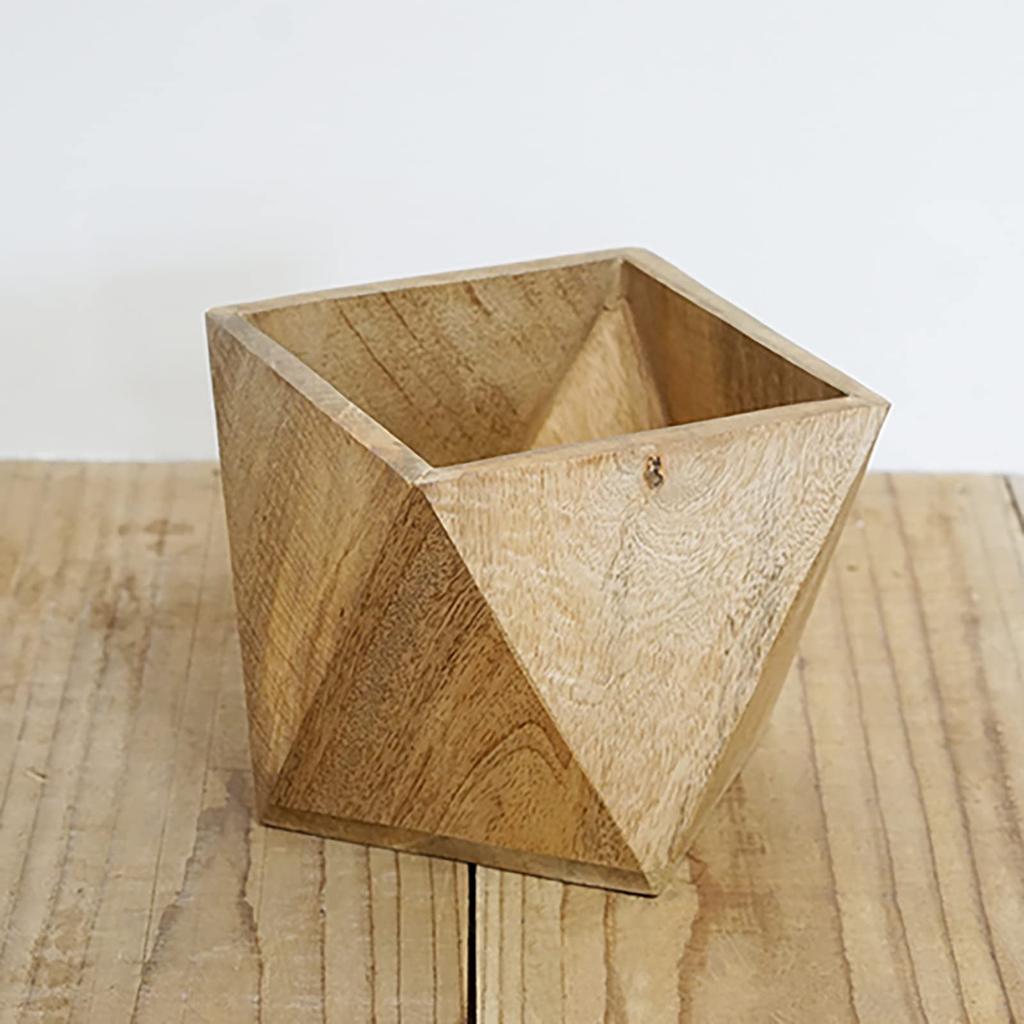 Posh Living Polygon Pot W16 x D16 x 41334 Cover, Medium, Wood, H14cm,