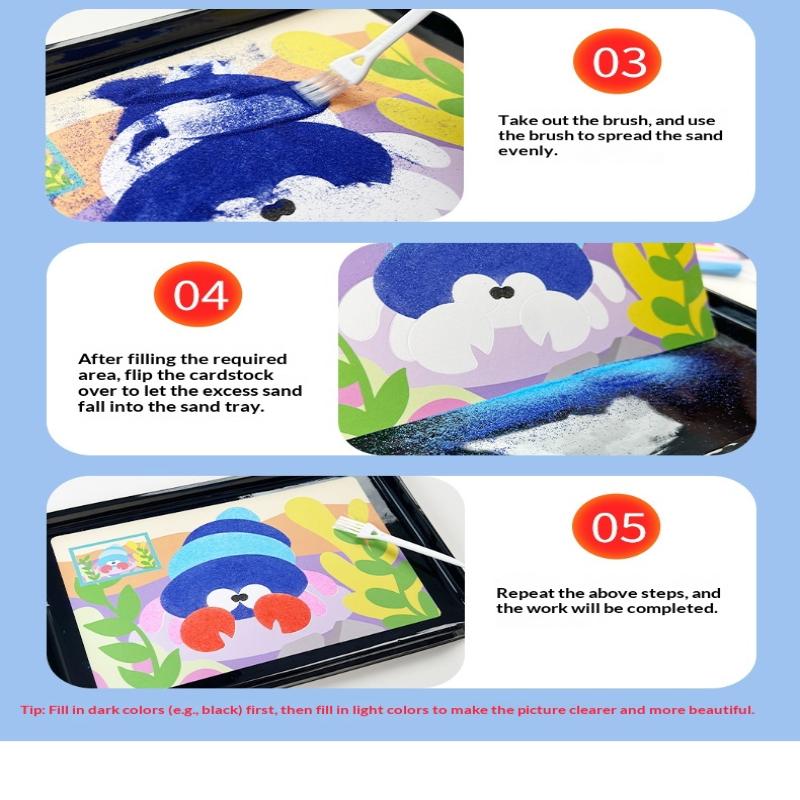 Educational Diy Sand Painting Kit—12 Colors For Kids' Art & Concentration