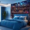 2D Gothic Apothecary Bookshelf Backdrop, Starry Night Magic Room Background