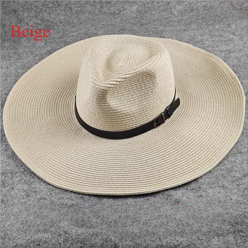 Big Size Foldable Jazz Straw Hat for Men Big Brim Summer Sun Protection Hat Tourist Travel Beach Hat for Woman 58cm 60cm 62cm
