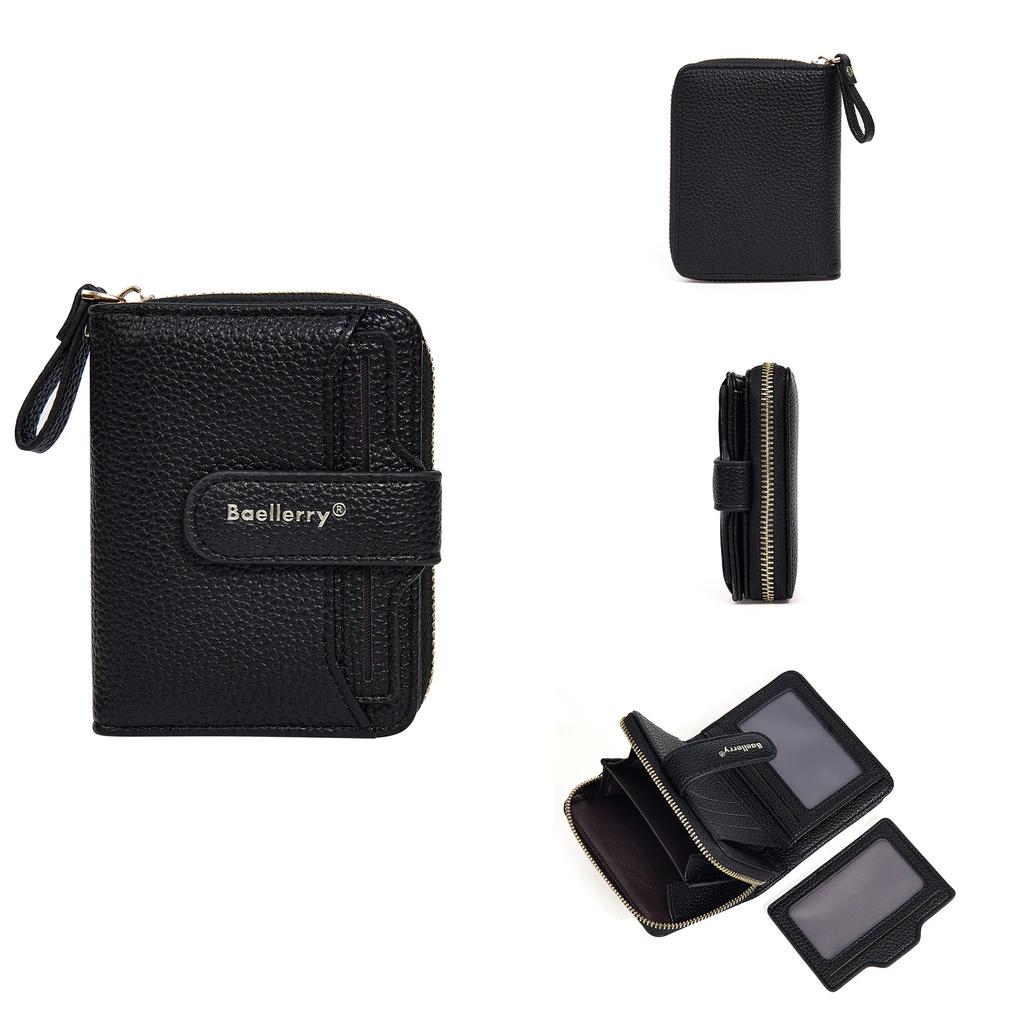 Women Lychee Pattern Wallets Zipper Hasp High Quality Pu Leather Purse Solid Short Small Sweet Wallet For Female Multi-Card Bit