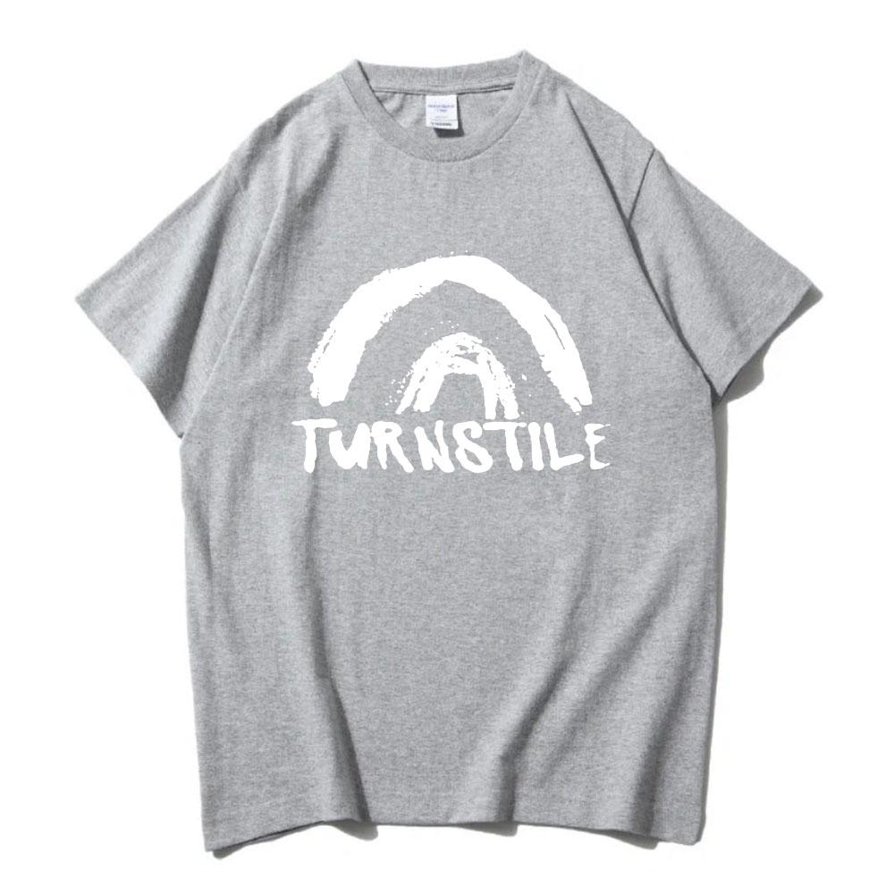 TURNSTILE DOUBLE RAINBOW T-shirt Summer Short Sleeve Male Tshirts Casual Fashion Loose Cotton T Shirt Men Women Tees Streetwear