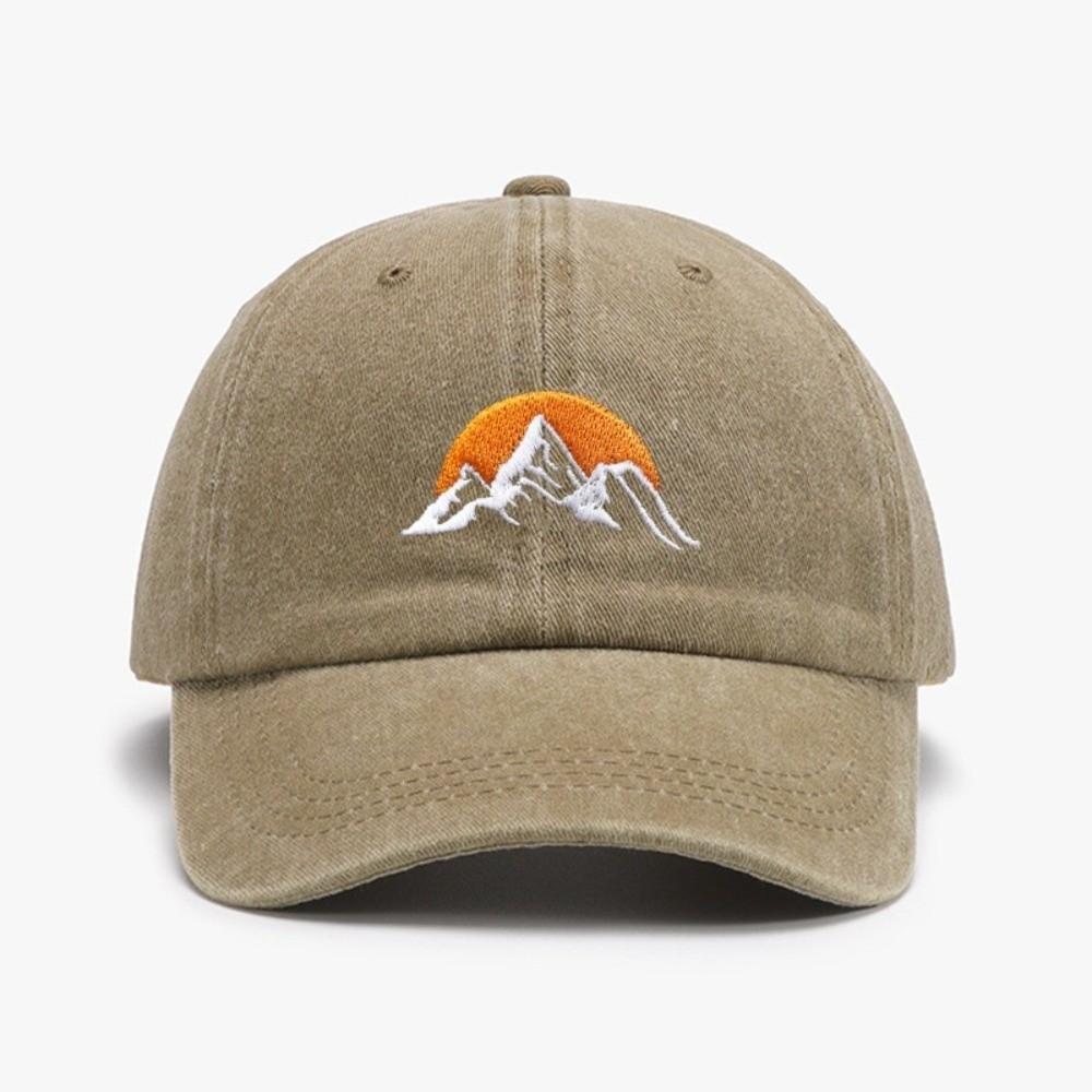 Sunset Pattern Embroidery Baseball Cap Washed Cotton Baseball Hats Retro Peaked Cap  For Man Women