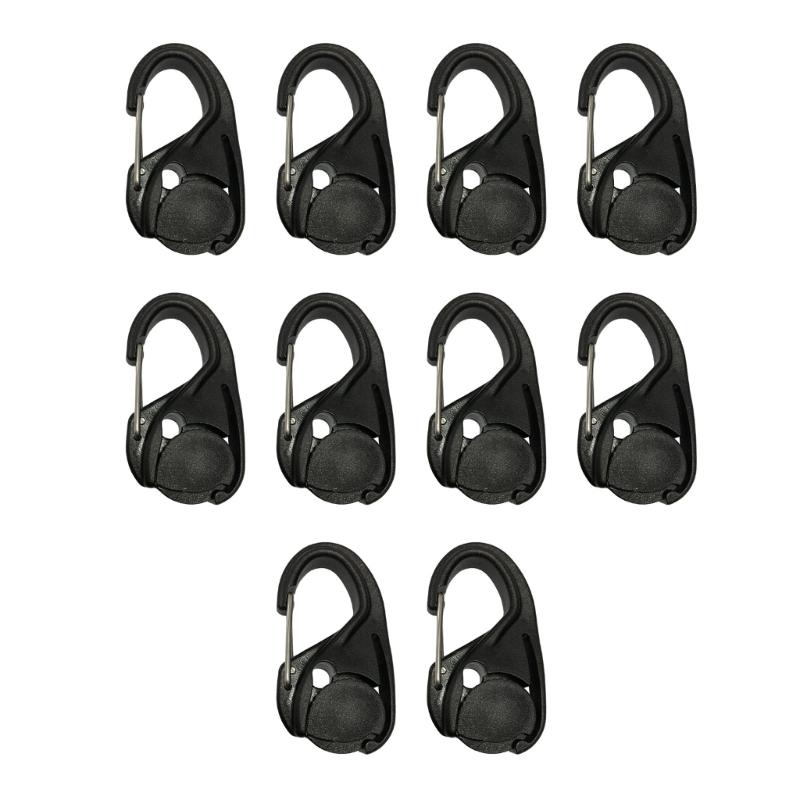 10Pcs Quickly Adjust Cord Lock Rope Tightener Light Weight Outdoor Camping Elastic Hanging Rope Hook for Camping Gear