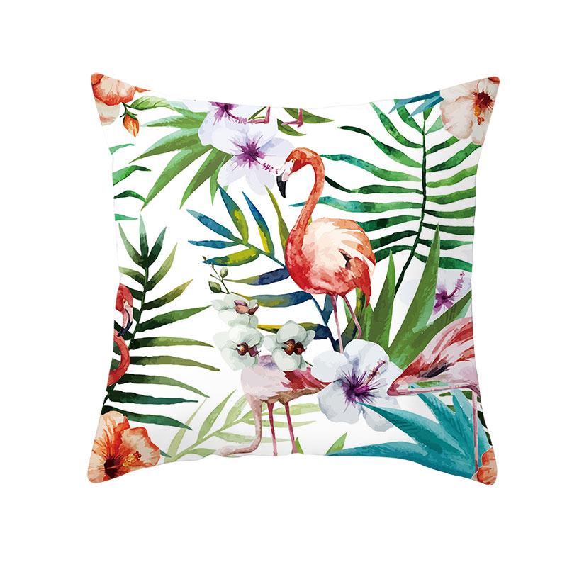 Summer tropical plant flamingo decorative pillowcase green leaf pillowcase flamingo pillowcase