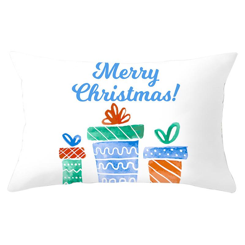 Simple Cartoon Print Series Christmas Waist Pillowcase Peach Skin Printed Pillowcase Home