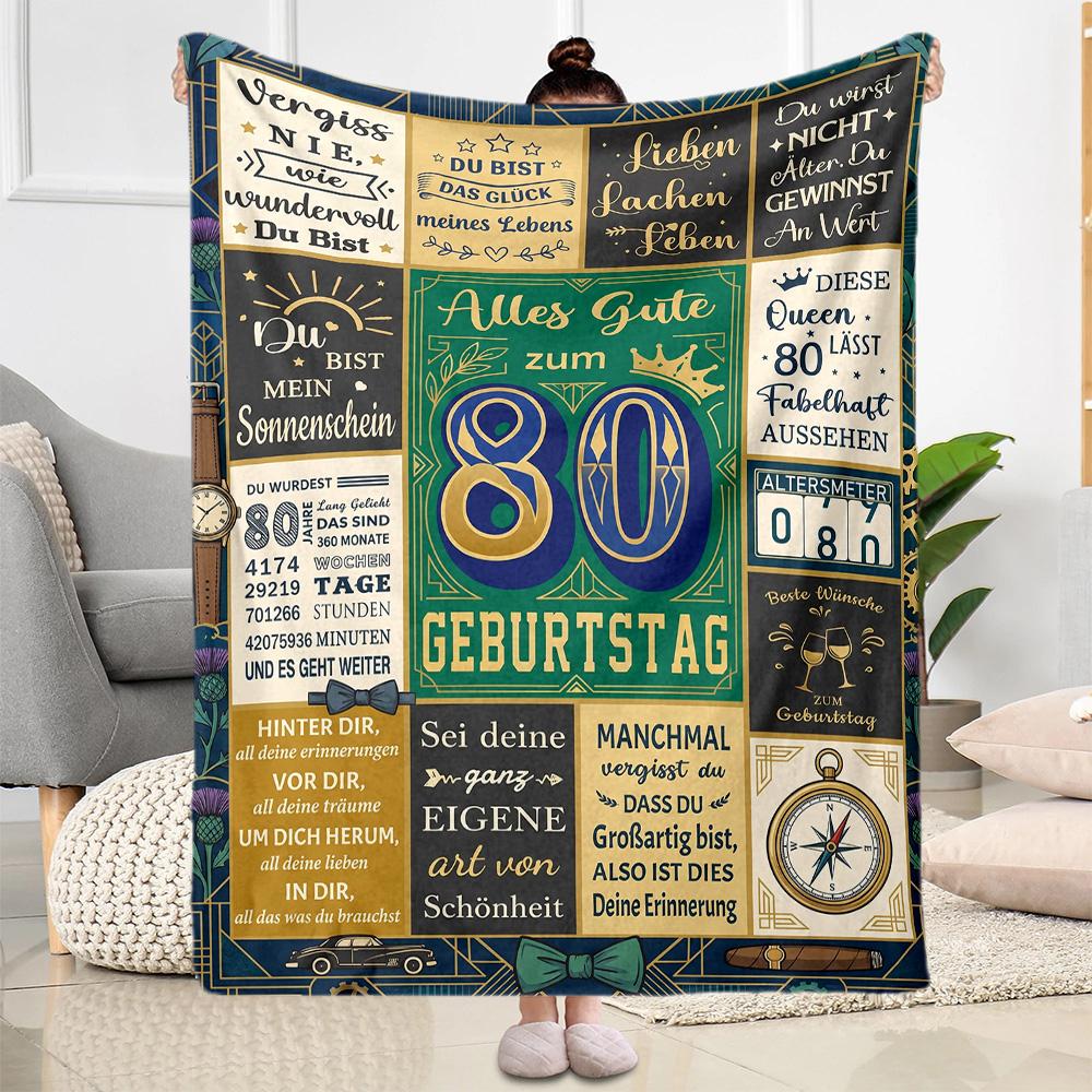Coperta in Flanella per l'Ottantesimo Compleanno - Morbida e Adatta per Divani, Letti, Uffici, Viaggi, Tutte le Stagioni, Ottimo Regalo per Feste e Compleanni.