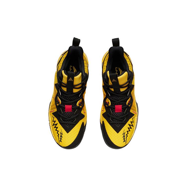 Li Ning Zhengfeng Abrasion Resistant Slip Resistant Mid top Performance Basketball Shoes Men's Yellow Black ABAR083-6