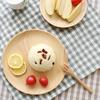 2Pcs Wooden Plates Round Dinner Plate Set Fruit Dessert Snack Plate Japanese Style Serving Dishes Dinner Set Kitchen Tableware