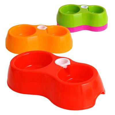 Ciotola per cani doppia rotonda creativa Ciotola per gatti Ciotola per bottiglia di plastica Ciotola doppia per animali domestici Ciotola per acqua potabile