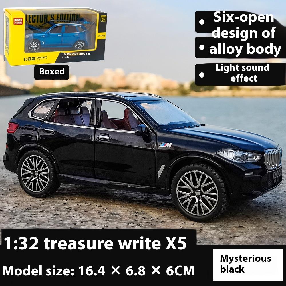 1:32 BMW X5 SUV Alloy Car Diecast Model Simulation Sound & Light Pull Back Toy Collection Decorative Gift Boys Home Decoration