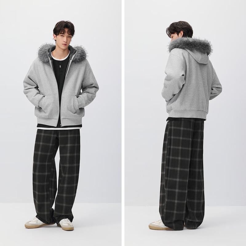 Semir Unisex Winter Hooded Knit Jacket with Faux Fur Trim