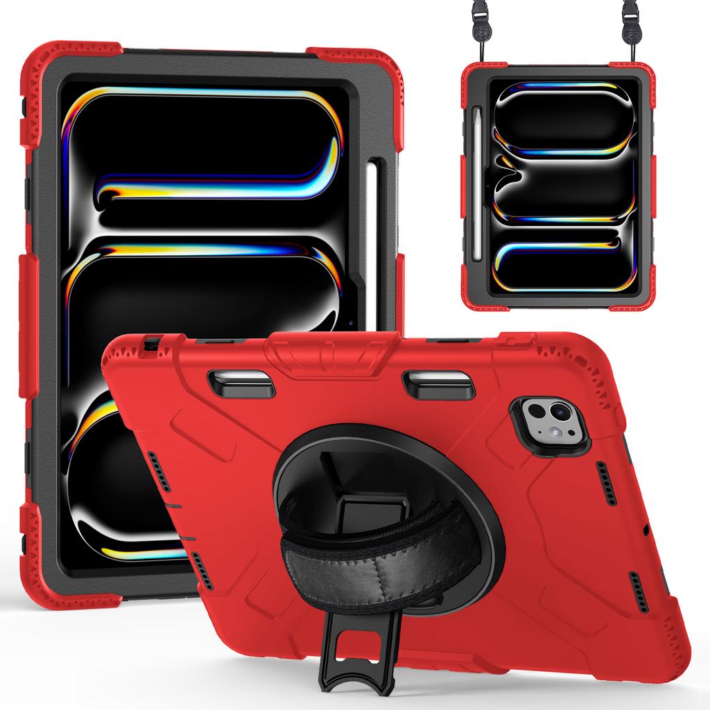 For iPad Pro 11 (2025)/11 (2024) Kickstand Case Anti-Scratch Tablet Cover with Shoulder Strap