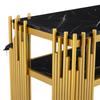 Console Table Two-tier Open Shelves, Small Narrow Sofa Table Living Room, Entrance, Hallway, Stable Metal Frame, 124cm, Black & Gold