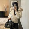 Design Sense Oblique Placket Winter Hair Collar Pie Overcomes Cotton Clothing Women's Short Cotton Jacket Thickened Jacket