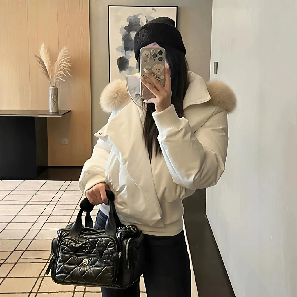 Design Sense Oblique Placket Winter Hair Collar Pie Overcomes Cotton Clothing Women's Short Cotton Jacket Thickened Jacket