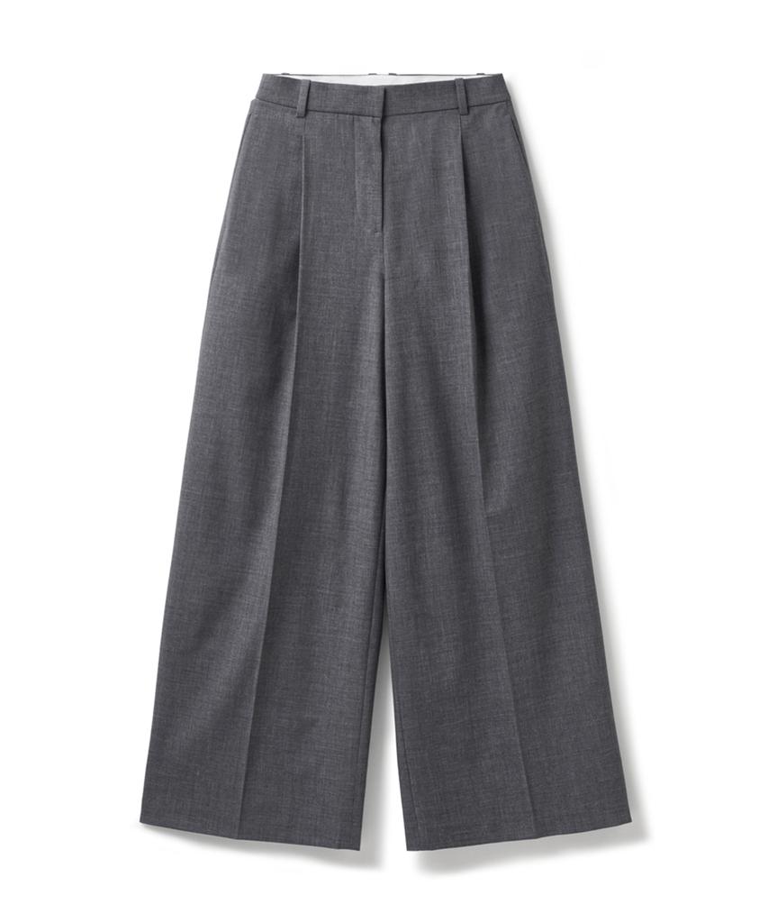 ERER Single Pleat Wide Slacks Gray