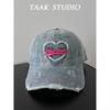 Denim Baseball Cap With Embroidered Letters For Casual Streetwear And Sun Protection