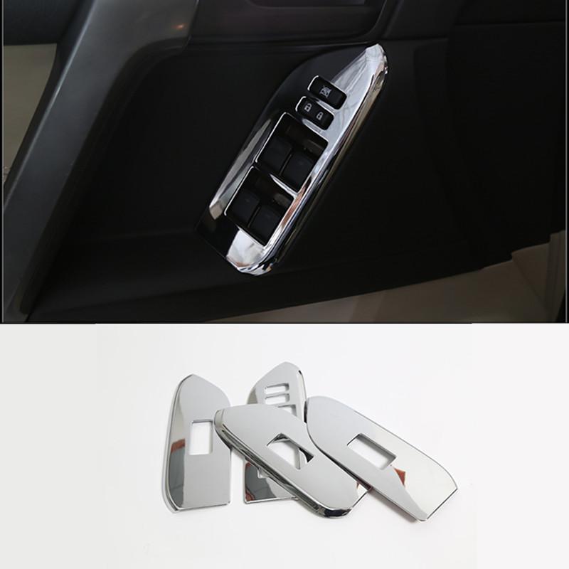 For Toyota Land Cruiser Prado FJ150 2010-2017 Accessories Car Window Glass button lifting switch Sticker Cover Silver/Wood Grain