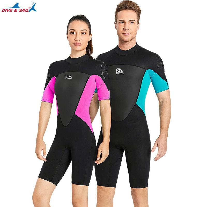 2mm Neoprene Wetsuit Men Women Short Sleeve Full Body Diving Surfing Snorkeling UV Protection