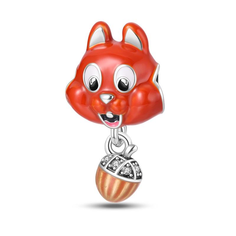 925 Silver Color Fashion Squirrel Maple Leaf Honey Autumn Series Charms Bead Fit 3mm 925 Original Bracelets Fine DIY Jewelry