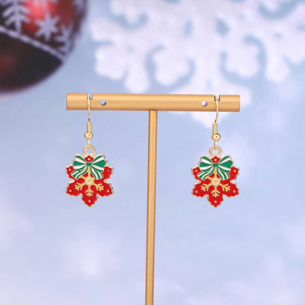 Cartoon Drip Santa Earrings, Personalized Christmas Column Elk Gingerbread Man Earrings
