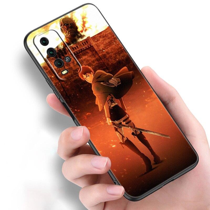 

Силиконовый чехол для телефона с аниме «Атака Титанов» для Xiaomi Redmi Note 11 10 9 8 Pro 11T 10T 10S 9S 8T 9 9A 9C 9T, черный мягкий чехол Redmi Note 11 Pro