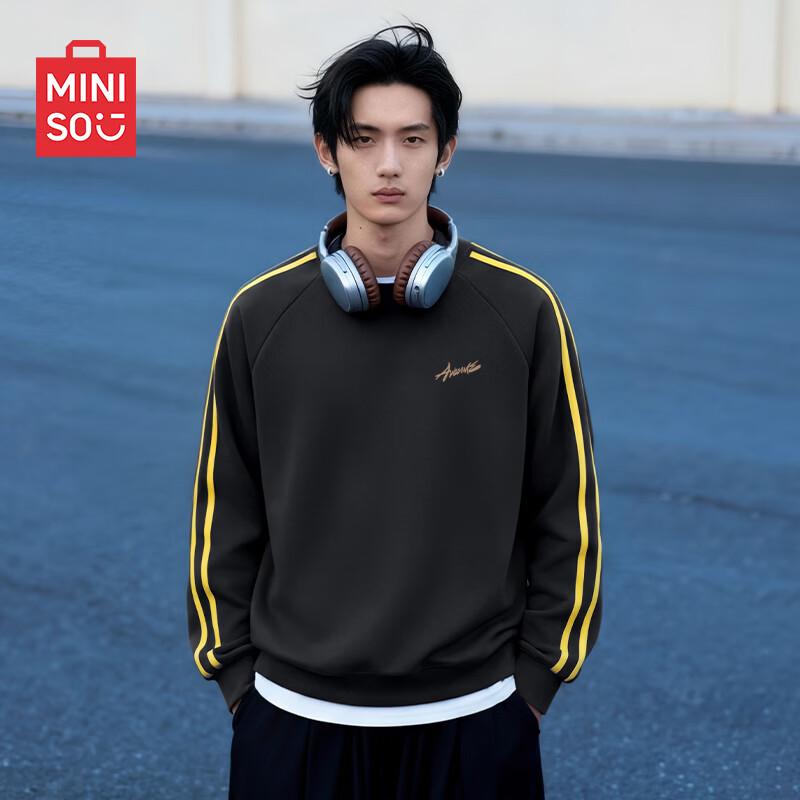 MINISO Men s Heavyweight Color-Block Street Style Pullover Sweatshirt XL