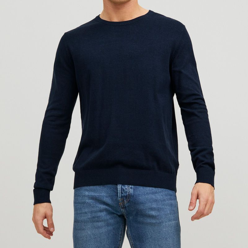 Men's Knitted Cotton Sweater with Round Neck JACK & JONES
