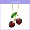 Stylish Artificial Cherry Pendant Sweater Necklace For Women Winter Fashion