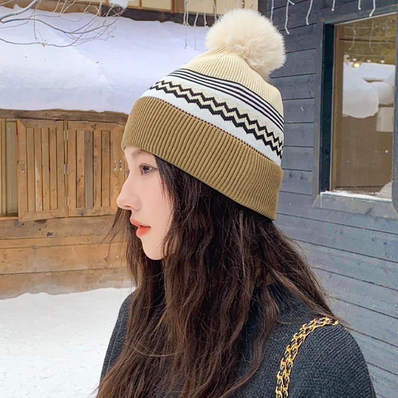 Neue Herbst/Winter Damen Strickwollmütze Mit Großem Kopfumfang Ein Entspannter Stil Warm Und Kältebeständig