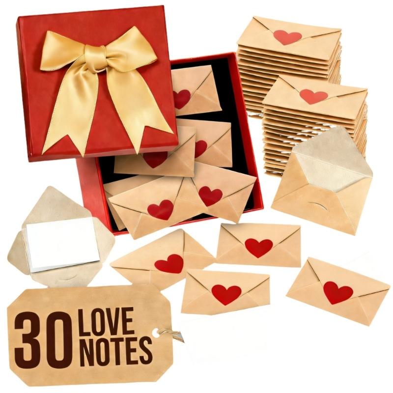 

Pack of Heart Shaped Sticker Envelope Note Card Set Ideal for Writing Love Letter as Gift for Friend on Various Event