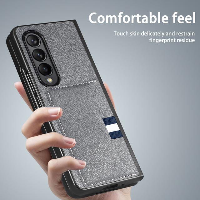 

Кожаный чехол Fold4 Fold3 Fold2 с слотом для карт для Samsung Galaxy Z Fold4 Fold 4 5g Zfold4 Fold 3 2 Matter Cover for Samsung Z Fold 2 серый