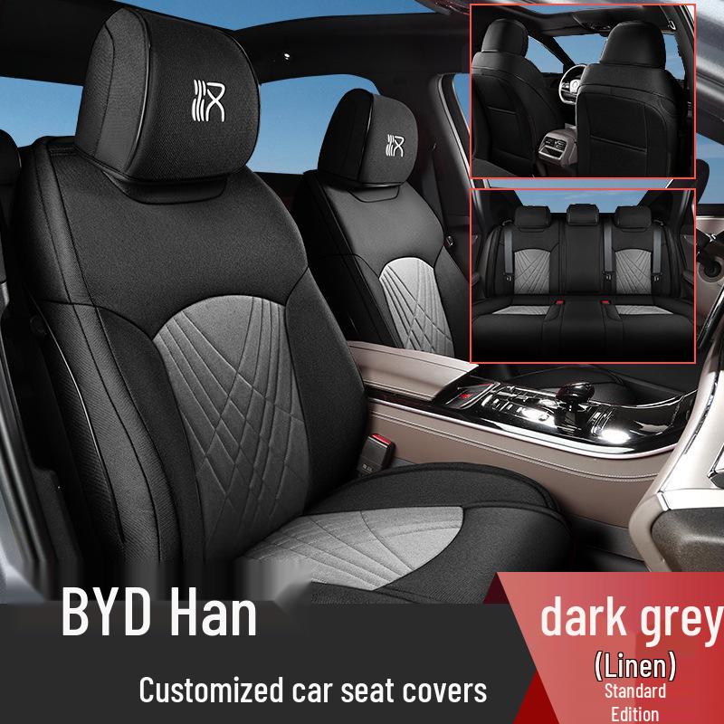 

BYD Han Universal Linen Car Seat Cover - All-Season Five-Seat Cushion Provide seat picture on order