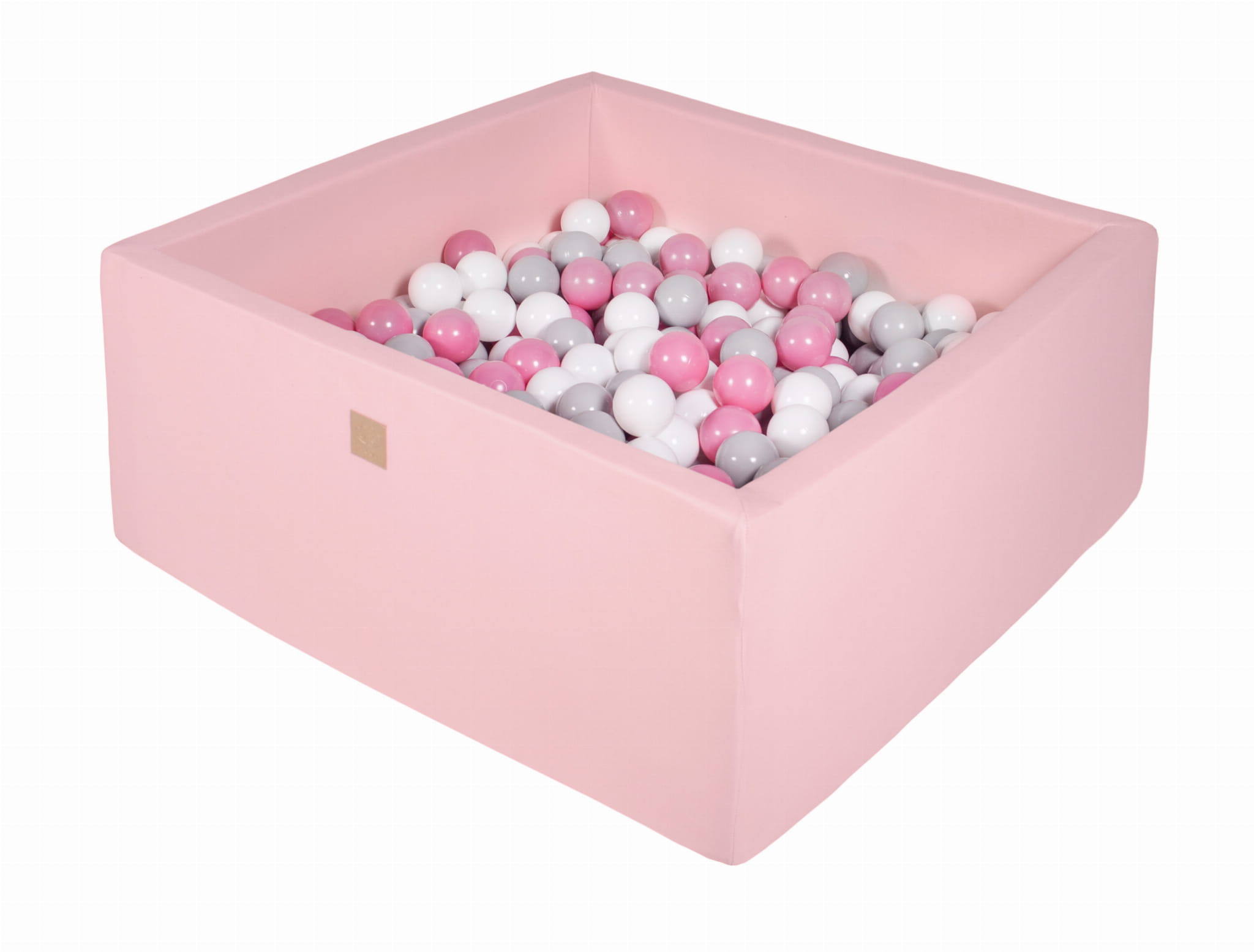 Groapă pătrată pentru bile din spumă pentru copii MeowBaby® 90x90x40cm cu 200 de bile, bumbac, roz deschis 90x90x40 cm