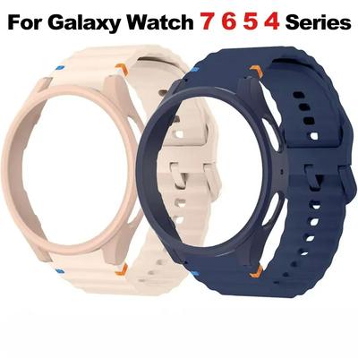 Custodia e Cinturino per Samsung Galaxy Watch 7 6 5 4 40mm 44mm Cinturino Ufficiale in Silicone Cover Protettiva Bumper in PC per Samsung Galaxy Watch 6 Classic