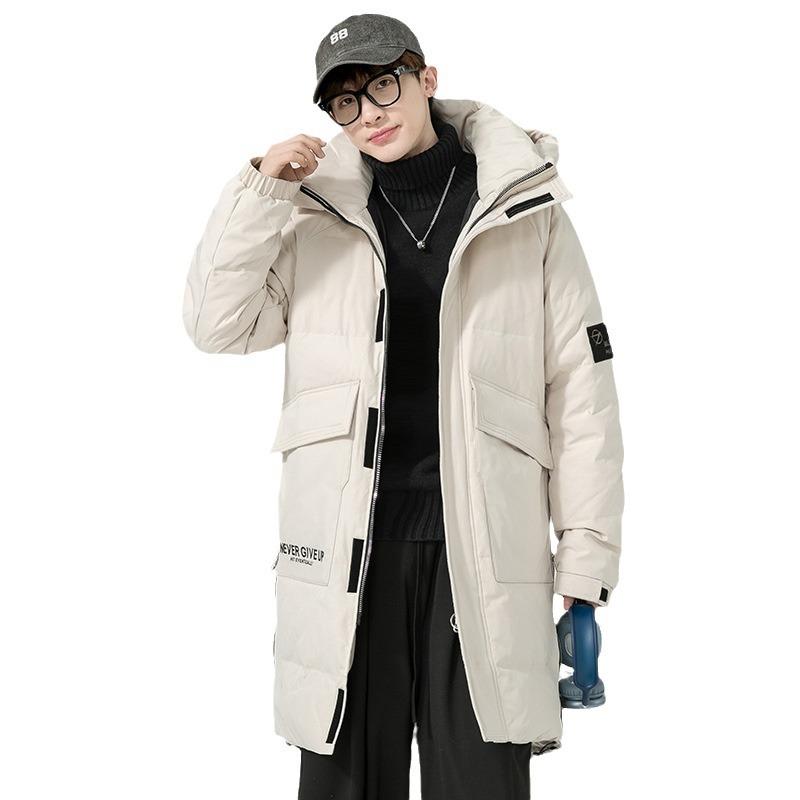 men's medium-long down jacket winter new lovers 'cold-proof thickened frock hooded coat down jacket